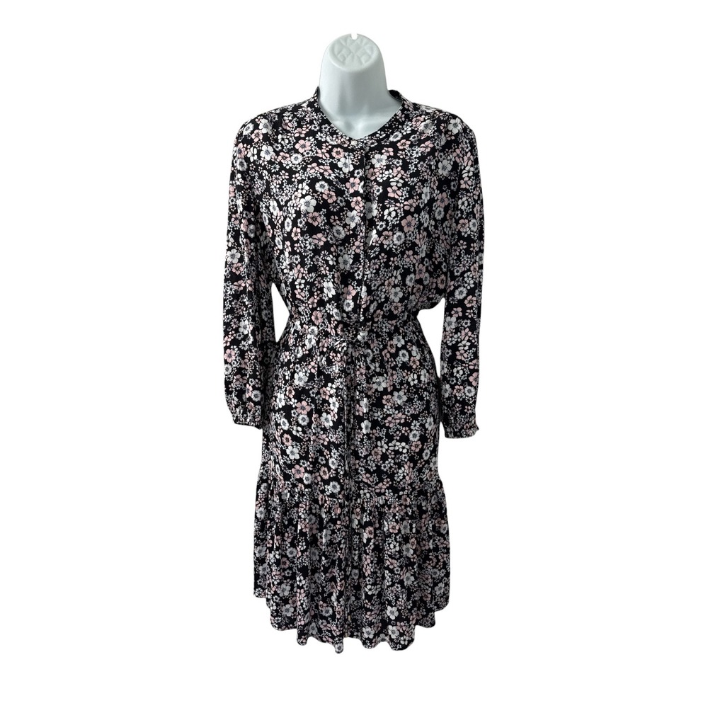 Tommy Hilfiger Black and  Floral Tiered Midi Dress Size 14